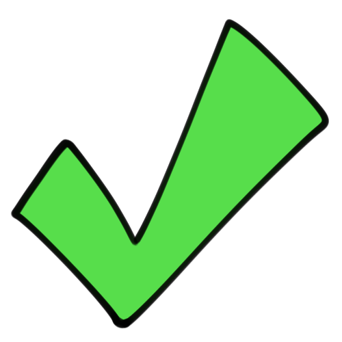 a chunky light green checkmark